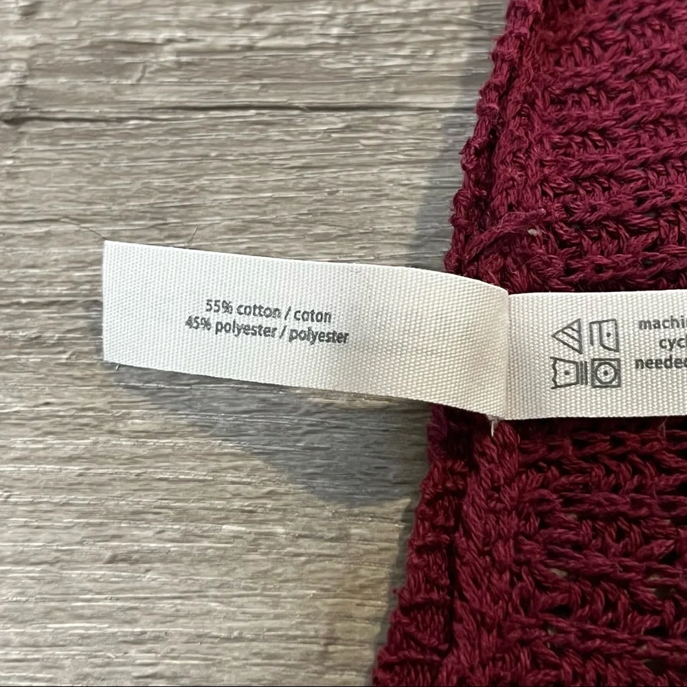 Aeropostale Oversized Open Front Burgundy Waffle Knit Cardigan Sweater | Size: M - Picture 11 of 12